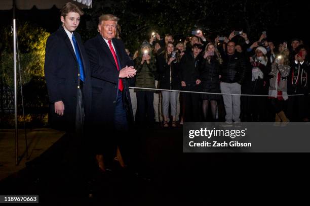 President Donald Trump leaves the White House before departing for Joint Base Andrews on December 20, 2019 in Washington, DC. President Trump will...