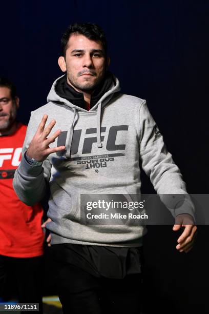 Alexandre Pantoja of Brazil walks on stage during the UFC fight night weigh-in at Sajik Arena on December 20, 2019 in Busan, South Korea.