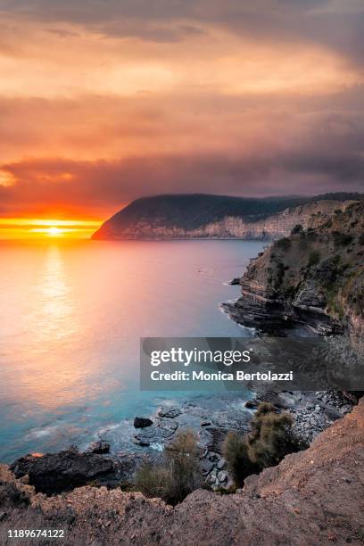 sunrise at fossil cliffs - maria island national park stock pictures, royalty-free photos & images