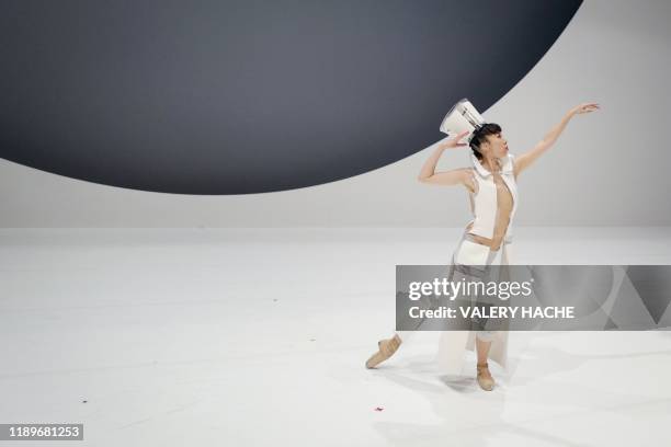 Dancers of the Monte-Carlo ballet rehearses on stage the ballet show "Coppel-i.A" a creation by French dancer and choreographer Jean-Christophe...