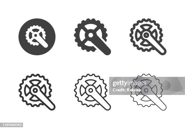 ilustrações, clipart, desenhos animados e ícones de ícones do crankset da bicicleta - série múltipla - spinning bike