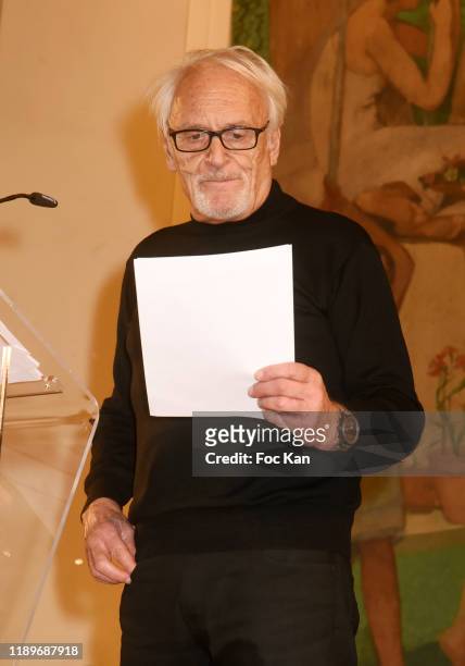 Didier Flamand reads a poem during "Poesie En Liberté": 2019 Awards Ceremony At Mairie Du 5eme on November 23, 2019 in Paris, France.