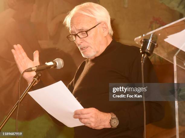 Didier Flamand reads a poem during "Poesie En Liberté": 2019 Awards Ceremony At Mairie Du 5eme on November 23, 2019 in Paris, France.