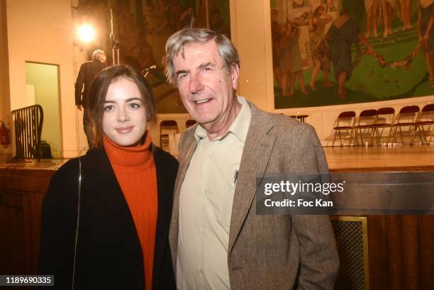 Actress Lou Gala and actor Bernard Menez attend the "Poesie En Liberté": 2019 Awards Ceremony At Mairie Du 5eme on November 23, 2019 in Paris, France.