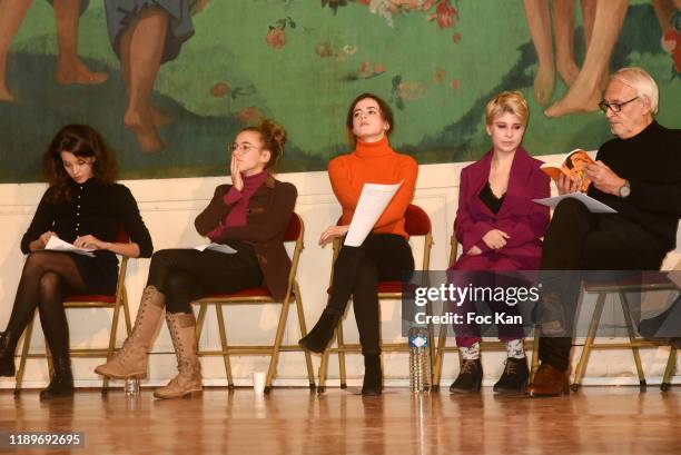 Actresses Alexandra Oppo, Margot Lourdet, Lou Gala, model Lea Furic and Didier Flamand attend the "Poesie En Liberté": 2019 Awards Ceremony At Mairie...