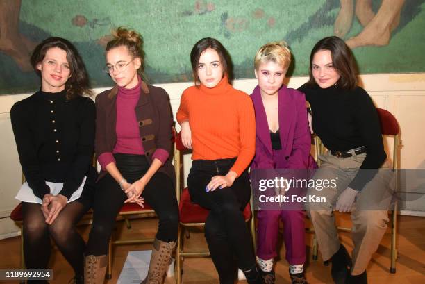 Actresses Alexandra Oppo, Margot Lourdet, Lou Gala, Lea Furic and Clémence Boisnard attend the "Poesie En Liberté": 2019 Awards Ceremony At Mairie Du...