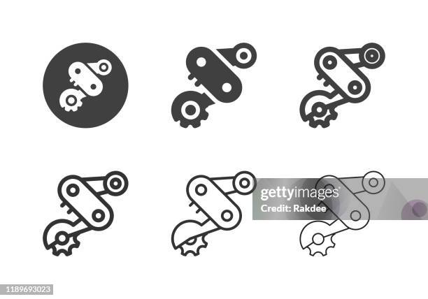ilustraciones, imágenes clip art, dibujos animados e iconos de stock de iconos del desviador trasero de la bicicleta - serie múltiple - derailleur gear