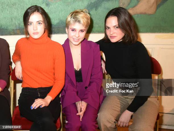 Lou Gala, model Lea Furic and actress Clémence Boisnard attend the "Poesie En Liberté": 2019 Awards Ceremony At Mairie Du 5eme on November 23, 2019...