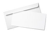 Paper in envelope on white