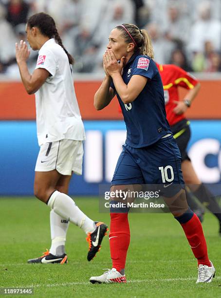 Camille Abily of France and reacts during the FIFA Women's World Cup 2011 Semi Final match between France and USA at Borussia-Park on July 13, 2011...