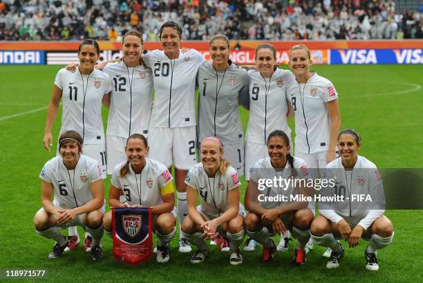 The USA team lines up for a team photo prior to the FIFA Women's World Cup 2011 Semi Final between France and USA at Borussia-Park Moenchengladbach...