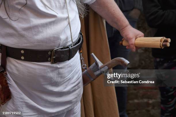 midsection of person, wearing uniform, medieval soldier who sends messages. - army civilian stock pictures, royalty-free photos & images