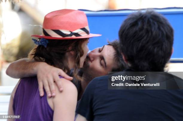 Violante Placido and her boy friend Alessandro Gabbini are seen at the Ischia Global Fest 2011 on July 13, 2011 in Ischia, Italy.