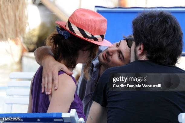 Violante Placido and her boy friend Alessandro Gabbini are seen at the Ischia Global Fest 2011 on July 13, 2011 in Ischia, Italy.