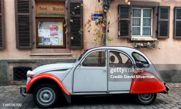 Citroën 2CV classic car is seen parked on October 9, 2019 in the in the village of Ammerschwihr in the Alsace region of eastern France. Alsace is...