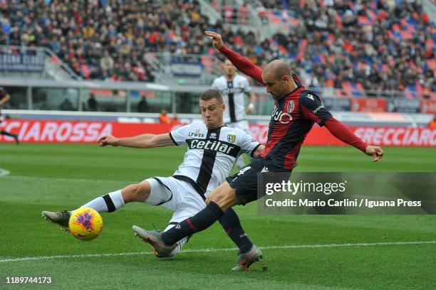 Rodrigo Palacio of Bologna FC in action during the Serie A match between Bologna FC and Parma Calcio at Stadio Renato Dall'Ara on November 24, 2019...