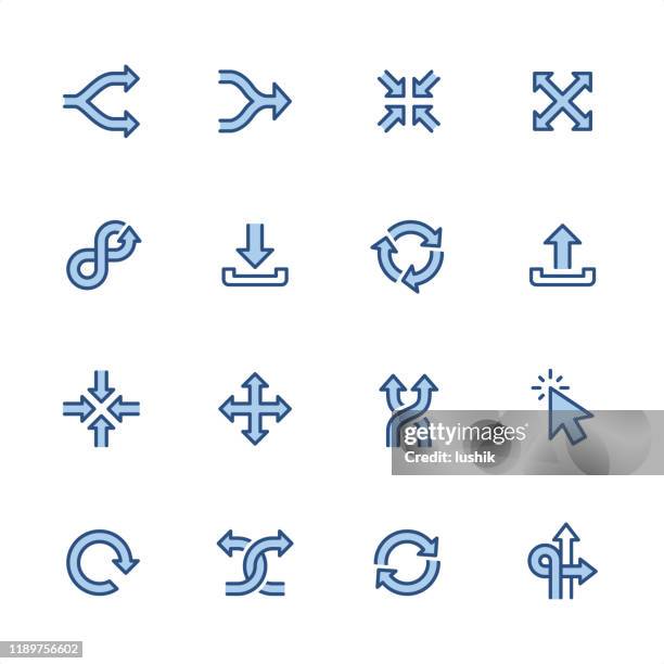 arrows - pixel perfect blue outline icons - shuffling stock illustrations
