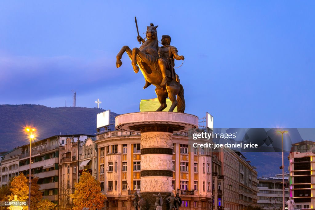 Iconic Alexander the Great Statue, Macedonian Square, Skopje, Macedonia
