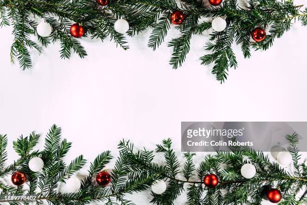 a double christmas background border - decoración de navidad fotografías e imágenes de stock