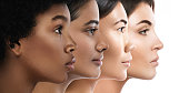 Different ethnicity women - Caucasian, African, Asian and Indian.