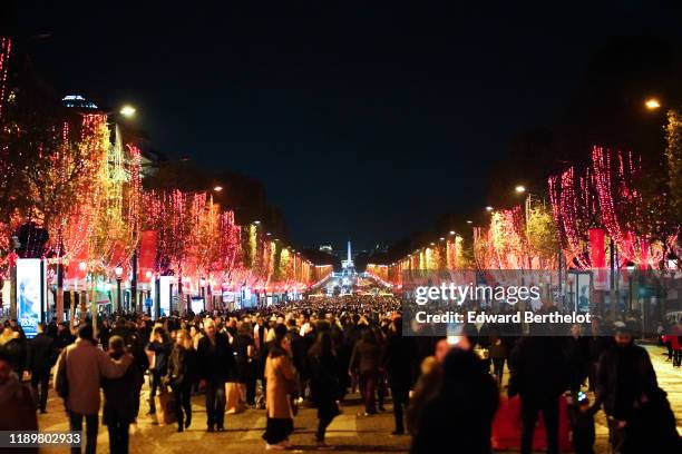 General view during the Christmas Lights Launch On The Champs Elysees In Paris, on November 24, 2019 in Paris, France.