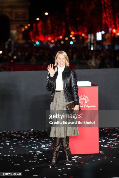 Ludivine Sagnier, actress, is seen during the Christmas Lights Launch On The Champs Elysees In Paris, on November 24, 2019 in Paris, France.