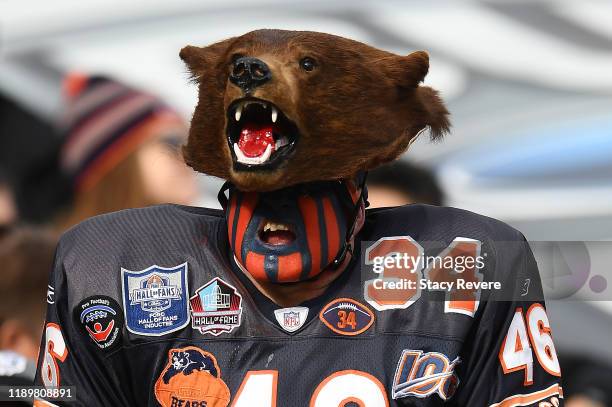 Fans of the Chicago Bears cheer during a game against the New York Giants at Soldier Field on November 24, 2019 in Chicago, Illinois.