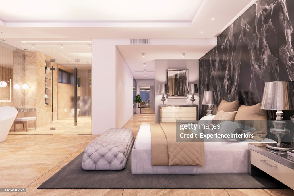 Modern Bedroom With Bathroom