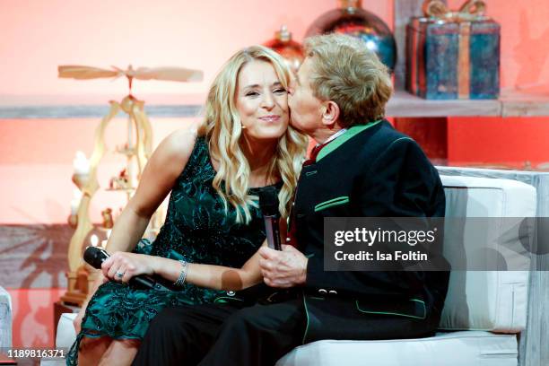 German singer and presenter Stefanie Hertel and her father Eberhard Hertel at "Die groe Show der Weihnachtslieder" at on November 22, 2019 in Suhl,...