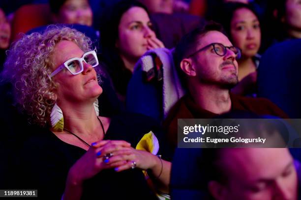 View of the audience during the NYC listening party hosted by Glenn Close and John Cameron Mitchell for ANTHEM: HOMUNCULUS, a musical podcast...