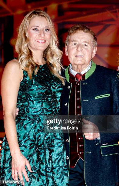 German singer and presenter Stefanie Hertel with her father Eberhard Hertel at "Die groe Show der Weihnachtslieder" at on November 22, 2019 in Suhl,...
