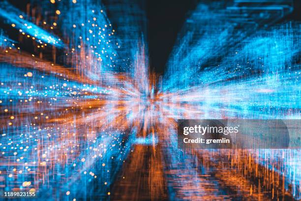 abstract flowing data background - virtual reality perspektive stock pictures, royalty-free photos & images