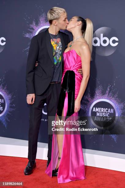 Anwar Hadid and Dua Lipa attends the 2019 American Music Awards at Microsoft Theater on November 24, 2019 in Los Angeles, California.