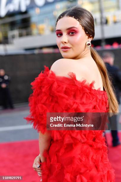 Katherine Langford attends the 2019 American Music Awards at Microsoft Theater on November 24, 2019 in Los Angeles, California.