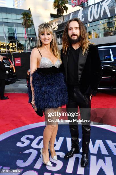 Heidi Klum and Tom Kaulitz attend the 2019 American Music Awards at Microsoft Theater on November 24, 2019 in Los Angeles, California.