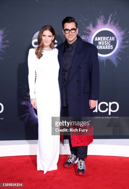 Sarah Levy and Dan Levy attend the 2019 American Music Awards at Microsoft Theater on November 24, 2019 in Los Angeles, California.