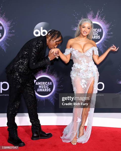 Rich The Kid and Antonette Willis attend the 2019 American Music Awards at Microsoft Theater on November 24, 2019 in Los Angeles, California.