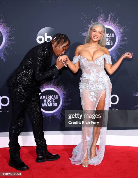 Rich The Kid and Antonette Willis attend the 2019 American Music Awards at Microsoft Theater on November 24, 2019 in Los Angeles, California.