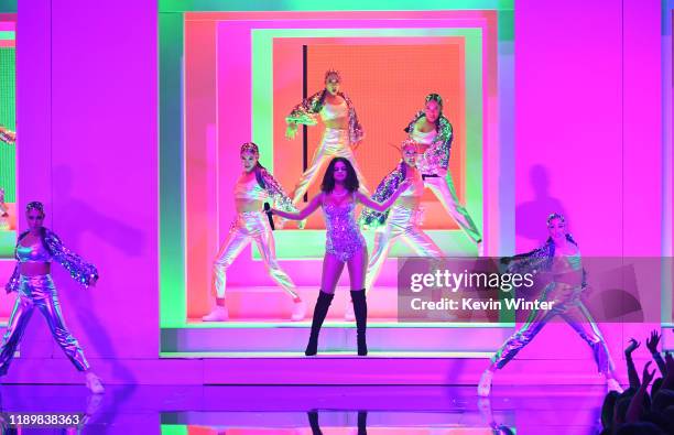 Selena Gomez performs onstage during the 2019 American Music Awards at Microsoft Theater on November 24, 2019 in Los Angeles, California.