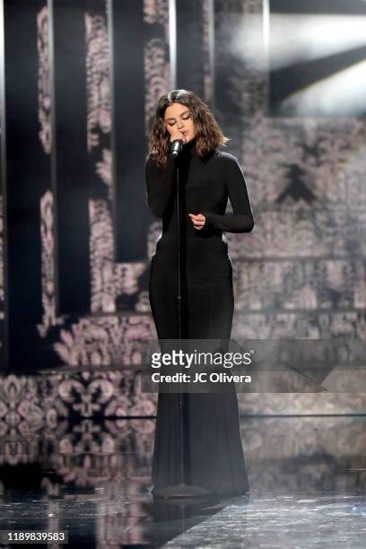 Selena Gomez performs onstage during the 2019 American Music Awards at Microsoft Theater on November 24, 2019 in Los Angeles, California.