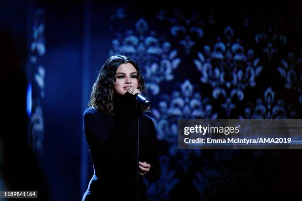 Selena Gomez performs onstage during the 2019 American Music Awards at Microsoft Theater on November 24, 2019 in Los Angeles, California.