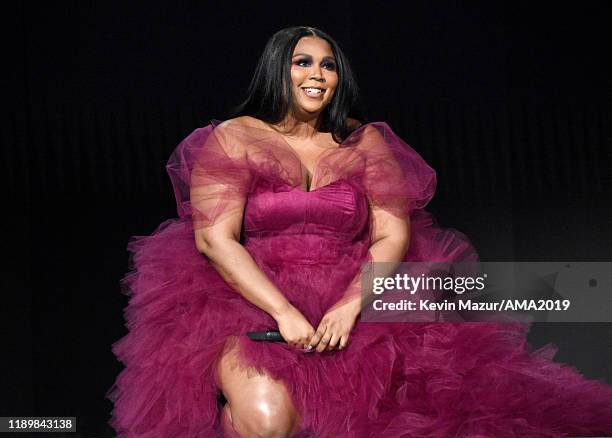 Lizzo performs onstage during the 2019 American Music Awards at Microsoft Theater on November 24, 2019 in Los Angeles, California.