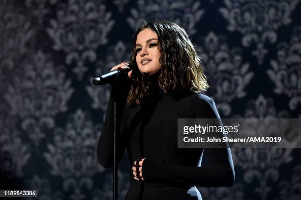 Selena Gomez performs onstage during the 2019 American Music Awards at Microsoft Theater on November 24, 2019 in Los Angeles, California.