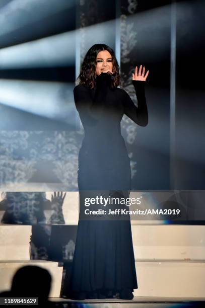 Selena Gomez performs onstage during the 2019 American Music Awards at Microsoft Theater on November 24, 2019 in Los Angeles, California.