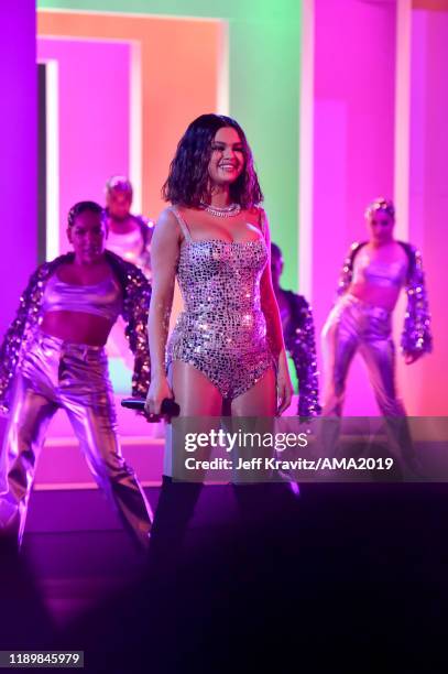 Selena Gomez performs onstage during the 2019 American Music Awards at Microsoft Theater on November 24, 2019 in Los Angeles, California.