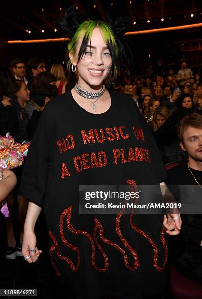 Billie Eilish attends the 2019 American Music Awards at Microsoft Theater on November 24, 2019 in Los Angeles, California.