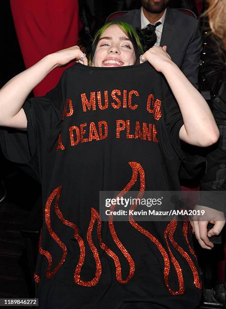 Billie Eilish attends the 2019 American Music Awards at Microsoft Theater on November 24, 2019 in Los Angeles, California.