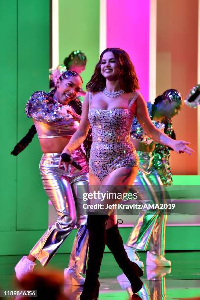 Selena Gomez performs onstage during the 2019 American Music Awards at Microsoft Theater on November 24, 2019 in Los Angeles, California.