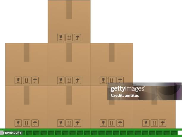 cargo packages - cardboard box stock illustrations