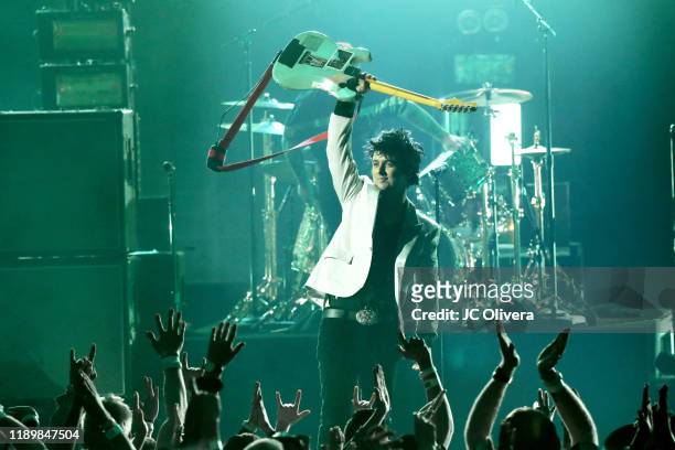 Billie Joe Armstrong of Green Day performs onstage during the 2019 American Music Awards at Microsoft Theater on November 24, 2019 in Los Angeles,...